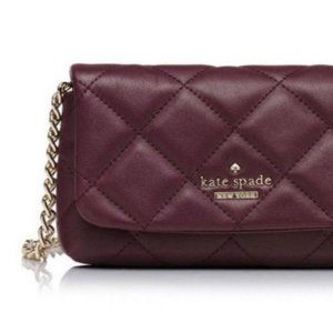 Kate Spade Emerson Place Emi Quilted Burgundy Leather Cross Body Bag in Ox Blood